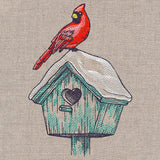 Wintertime Birdhouse and Cardinal
