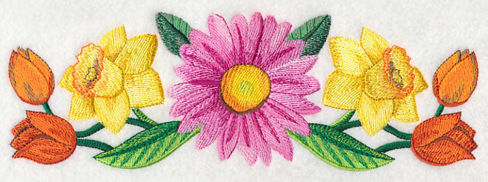 Bright Flower Border in Watercolor