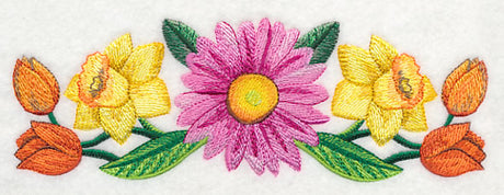 Bright Flower Border in Watercolor