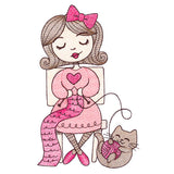 Sweet and Crafty Girl with Yarn