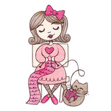 Sweet and Crafty Girl with Yarn