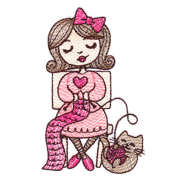 Sweet and Crafty Girl with Yarn