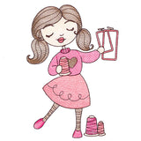 Sweet and Crafty Girl with Embroidery Hoops