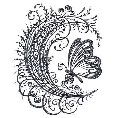 Calligraphic Monarch and Blooms