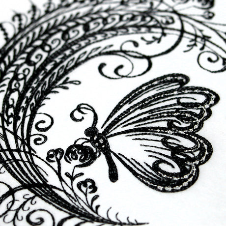 Calligraphic Monarch and Blooms