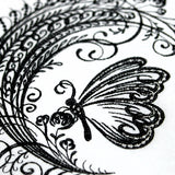 Calligraphic Monarch and Blooms