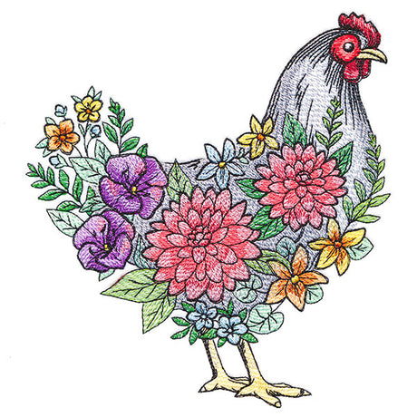Flourishing Hen in Flowers
