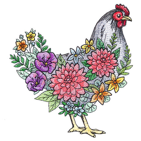 Flourishing Hen in Flowers