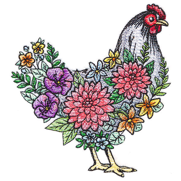 Flourishing Hen in Flowers