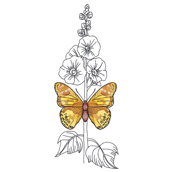 Fresh Hollyhock and Painted Lady