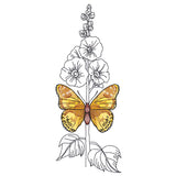 Fresh Hollyhock and Painted Lady