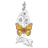 Fresh Hollyhock and Painted Lady