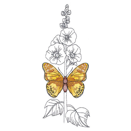 Fresh Hollyhock and Painted Lady