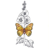 Fresh Hollyhock and Painted Lady