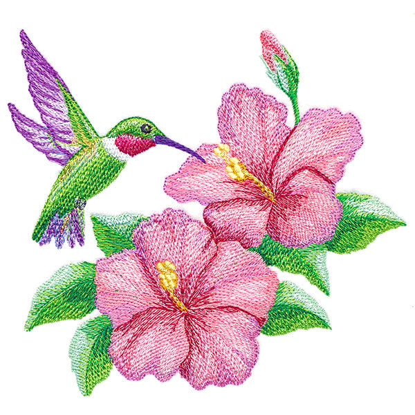 Calming Hummingbird and Hibiscus