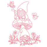 A Day In The Garden Gnomes (Redwork)