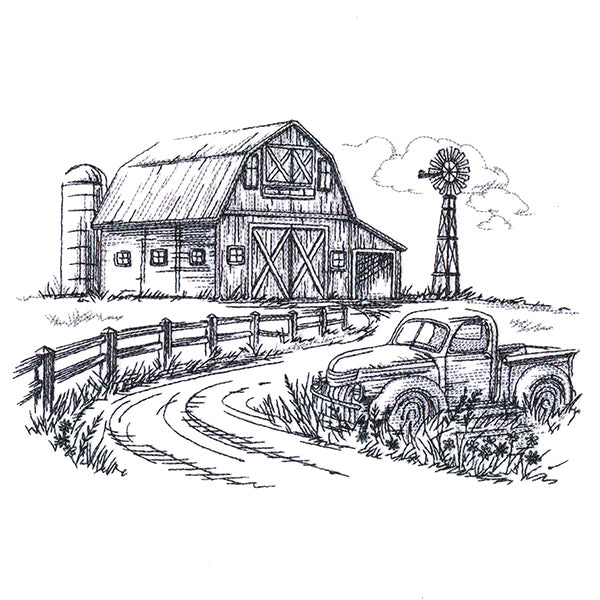 Farm Scene Etching