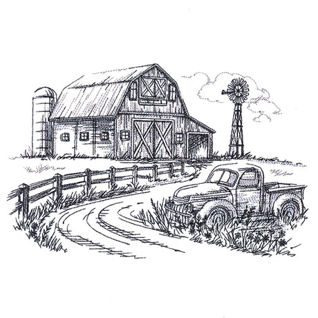 Farm Scene Etching