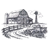 Farm Scene Etching