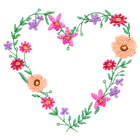 A Stitch of Blooms Heart Wreath