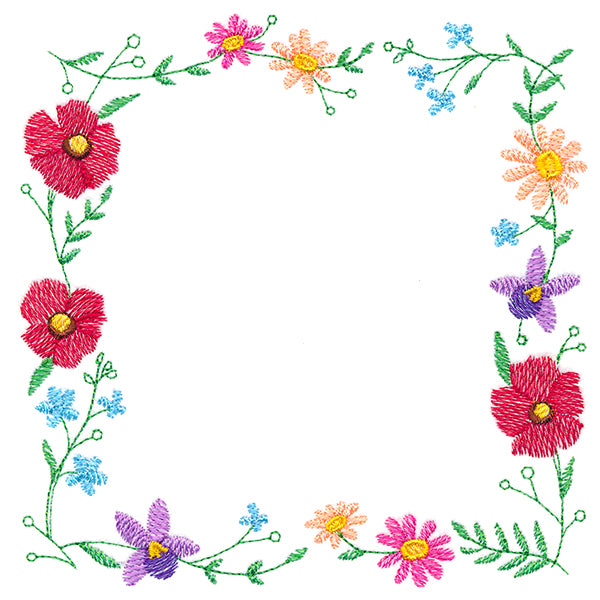 A Stitch of Blooms Square Wreath