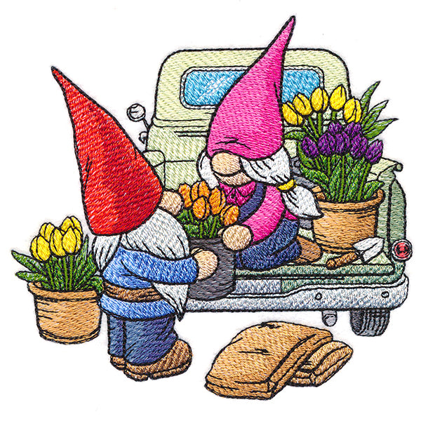 Flower Market Gnome Retro Truck