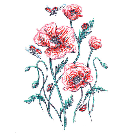 Garden Delights - Poppies & Ladybugs