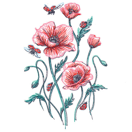 Garden Delights - Poppies & Ladybugs