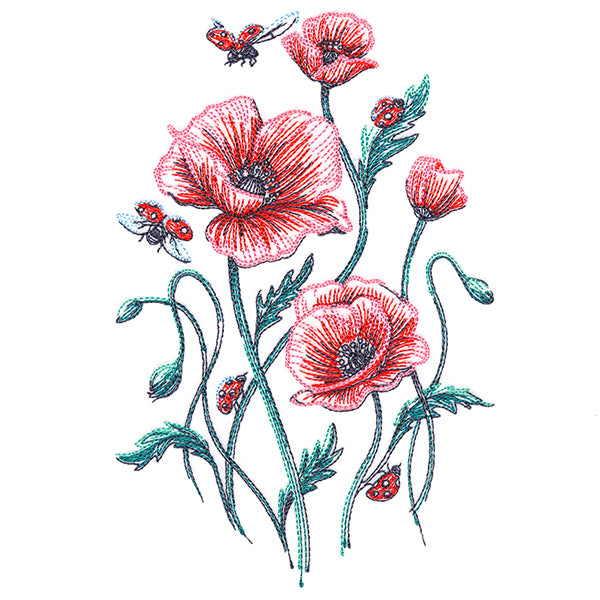Garden Delights - Poppies & Ladybugs