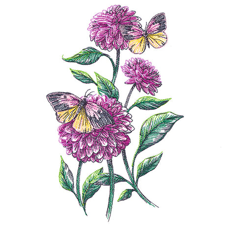 Garden Delights - Dahlias & Butterflies