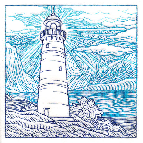 By The Seashore - Lighthouse Etching