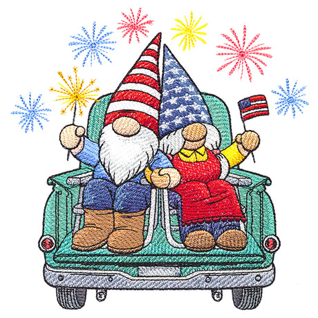 Happy 4th Gnomes Retro Truck