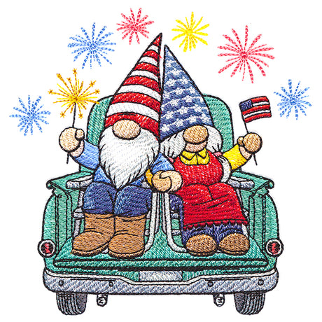 Happy 4th Gnomes Retro Truck