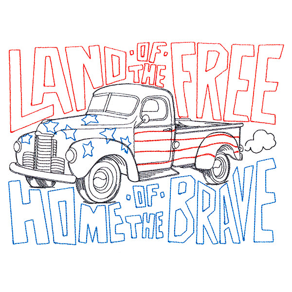 Land of the Free Retro Truck