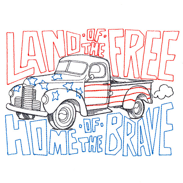 Land of the Free Retro Truck