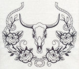 Steer Skull and Rose Laurel