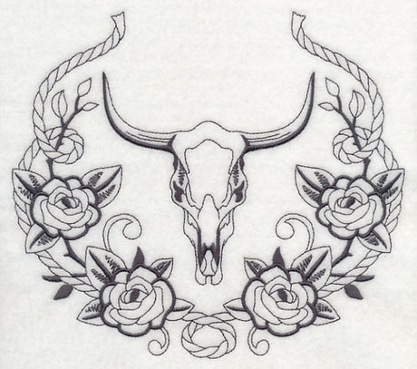 Steer Skull and Rose Laurel