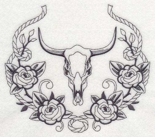 Steer Skull and Rose Laurel