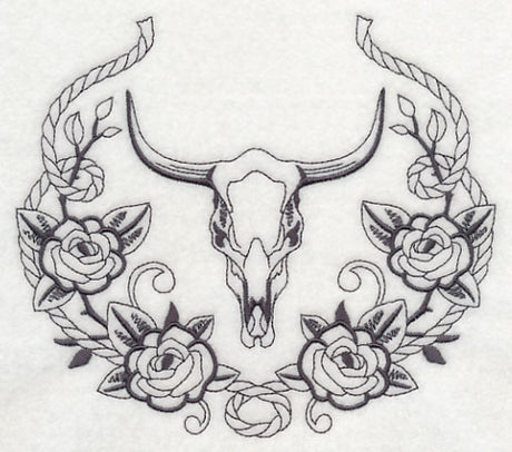 Steer Skull and Rose Laurel