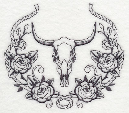 Steer Skull and Rose Laurel