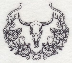 Steer Skull and Rose Laurel