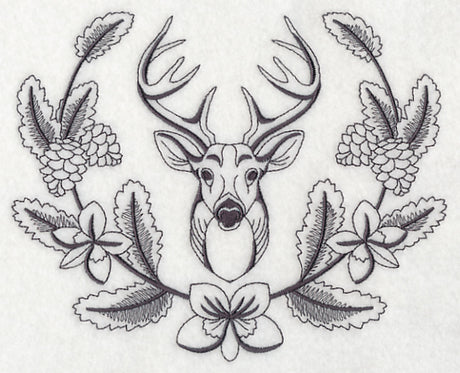 Deer Buck and Woodsy Laurel