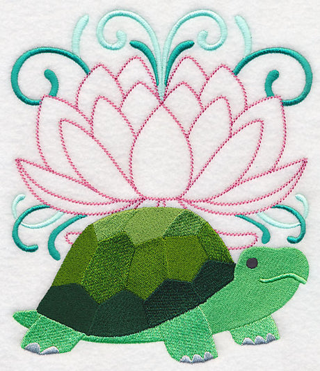 Tranquil Turtle and Lotus Blossom