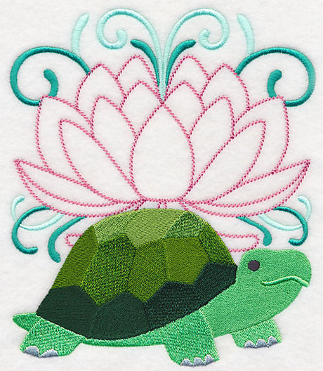 Tranquil Turtle and Lotus Blossom