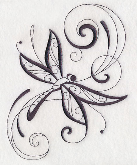 Inky Dragonfly and Swirls 1