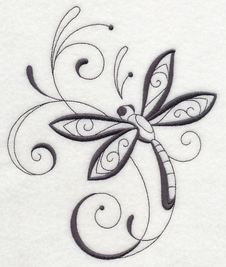 Inky Dragonfly and Swirls 2