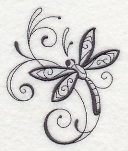 Inky Dragonfly and Swirls 2