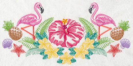 Tropical Flamingo and Flowers