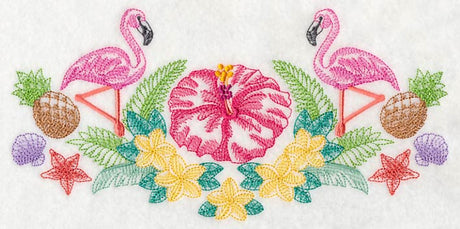 Tropical Flamingo and Flowers