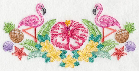 Tropical Flamingo and Flowers